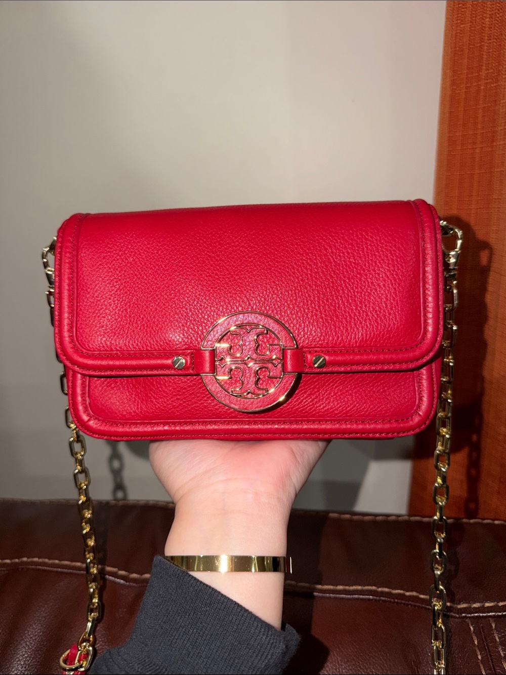 ‼️Tory Burch Red Leather Flap Crossbody Bag